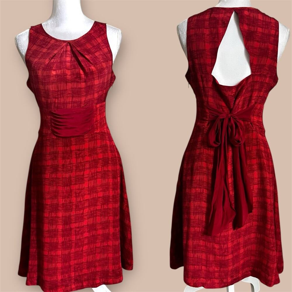 Anthropologie Girls From Savoy Silk Plaid Dress Red Size 4